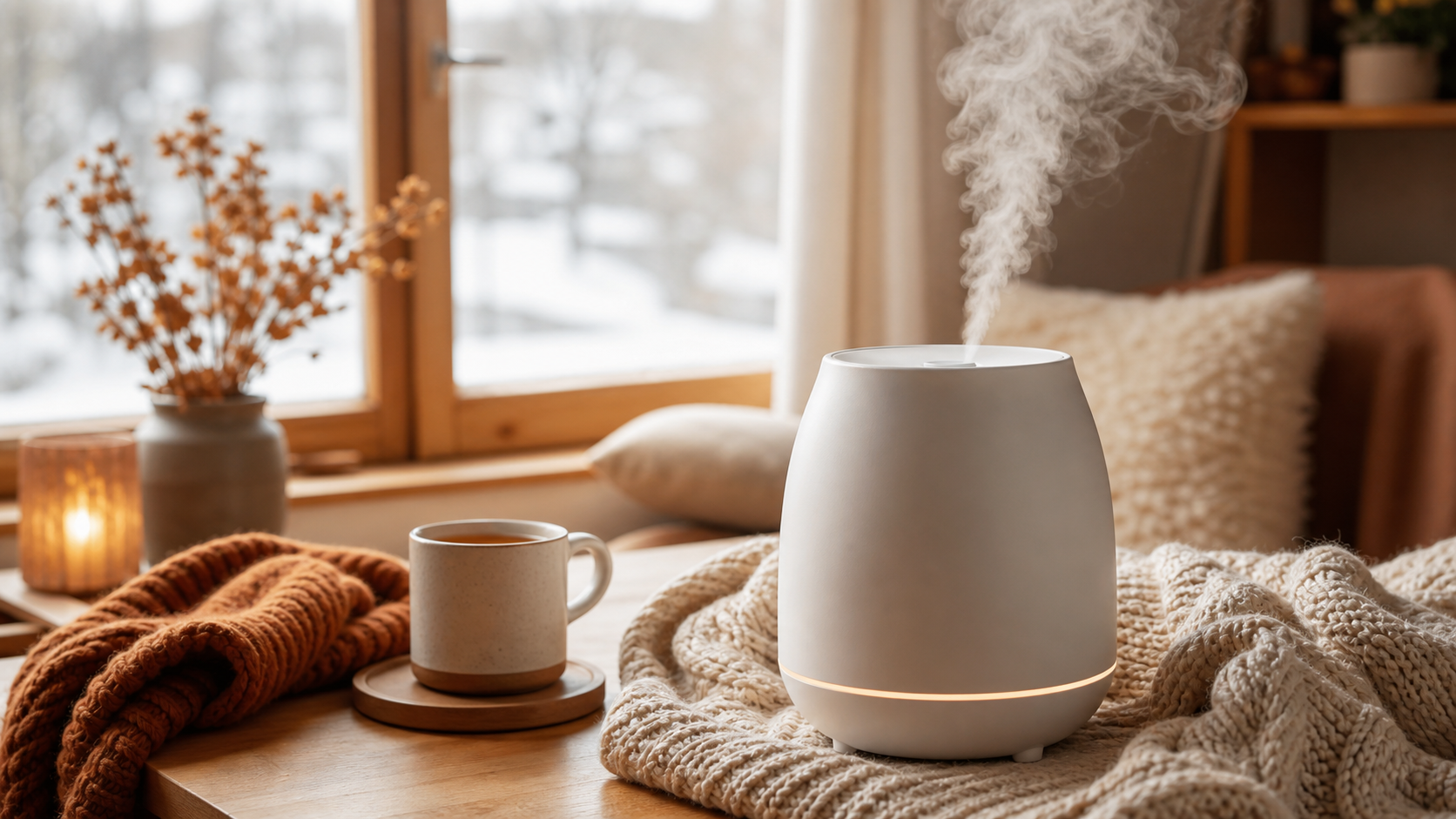 卓上加湿器のおすすめ 冬の暖かいイメージ
